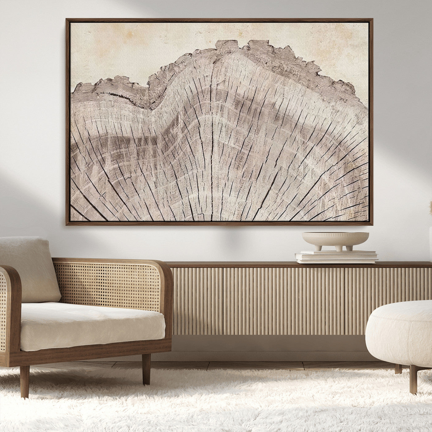 MGV-FC-36X24 - Tree Ring Wall Art Triptych, Rustic Wood Ring Canvas Print, Minimalist Wall Decor for Modern Homes and Farmhouse Decor