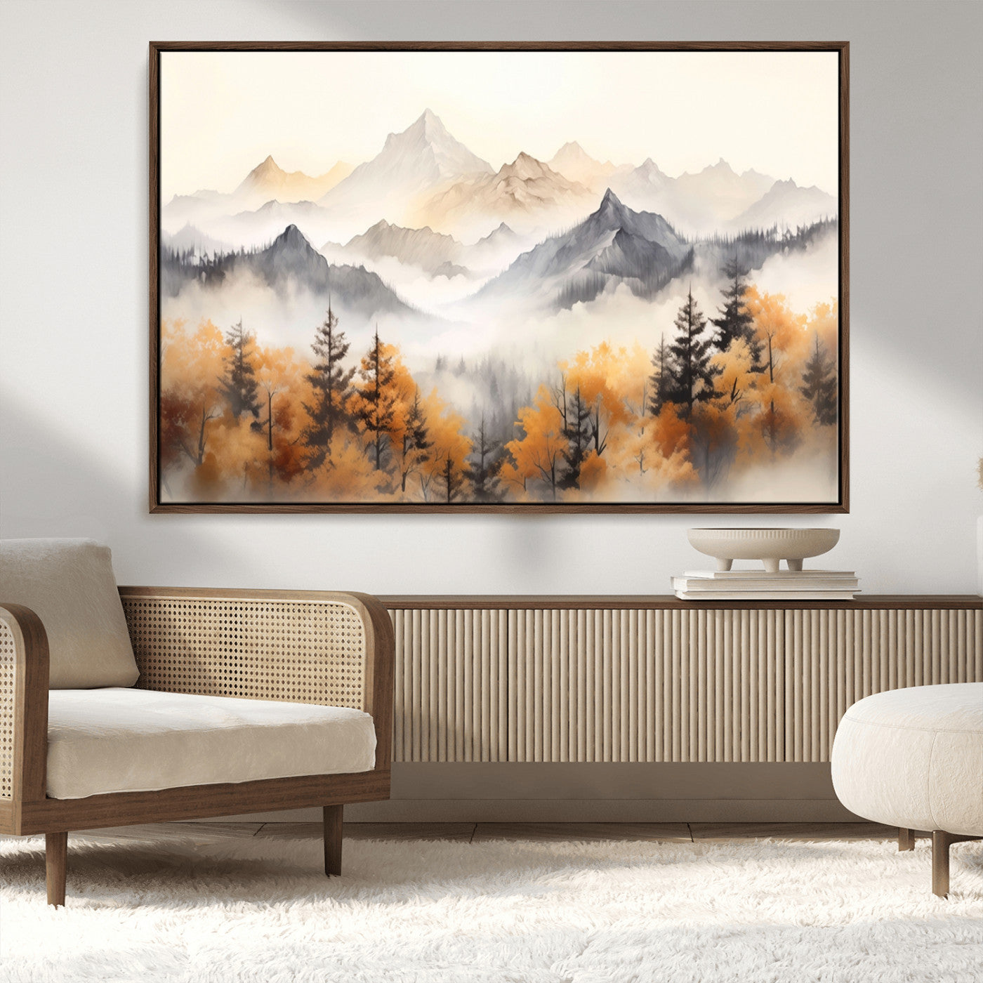 MGV-FC-36X24 - Abstract Mountain Wall Art | Misty Mountain Forest and Mountains Canvas Print for Living Room,