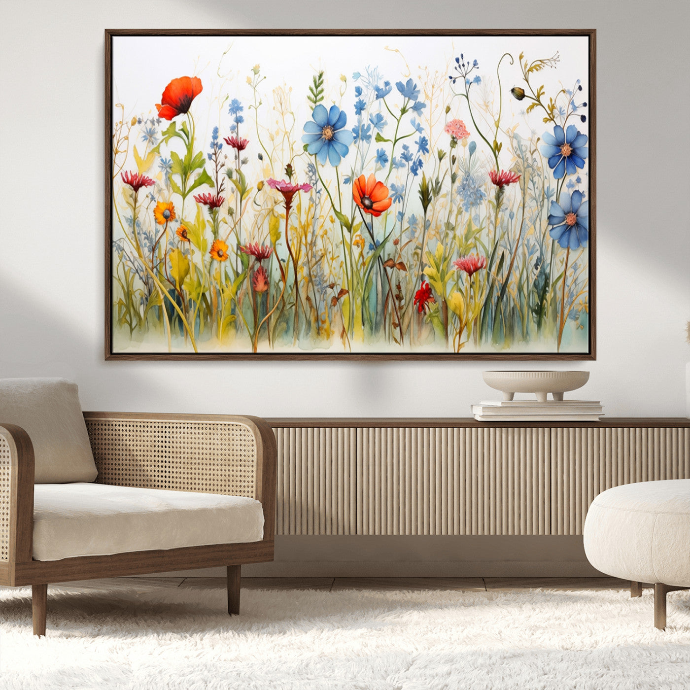 MGV-FC-36X24 - Colorful Wildflower Canvas Wall Art - Vibrant Floral Botanical Print, Bright Nature Decor for Living