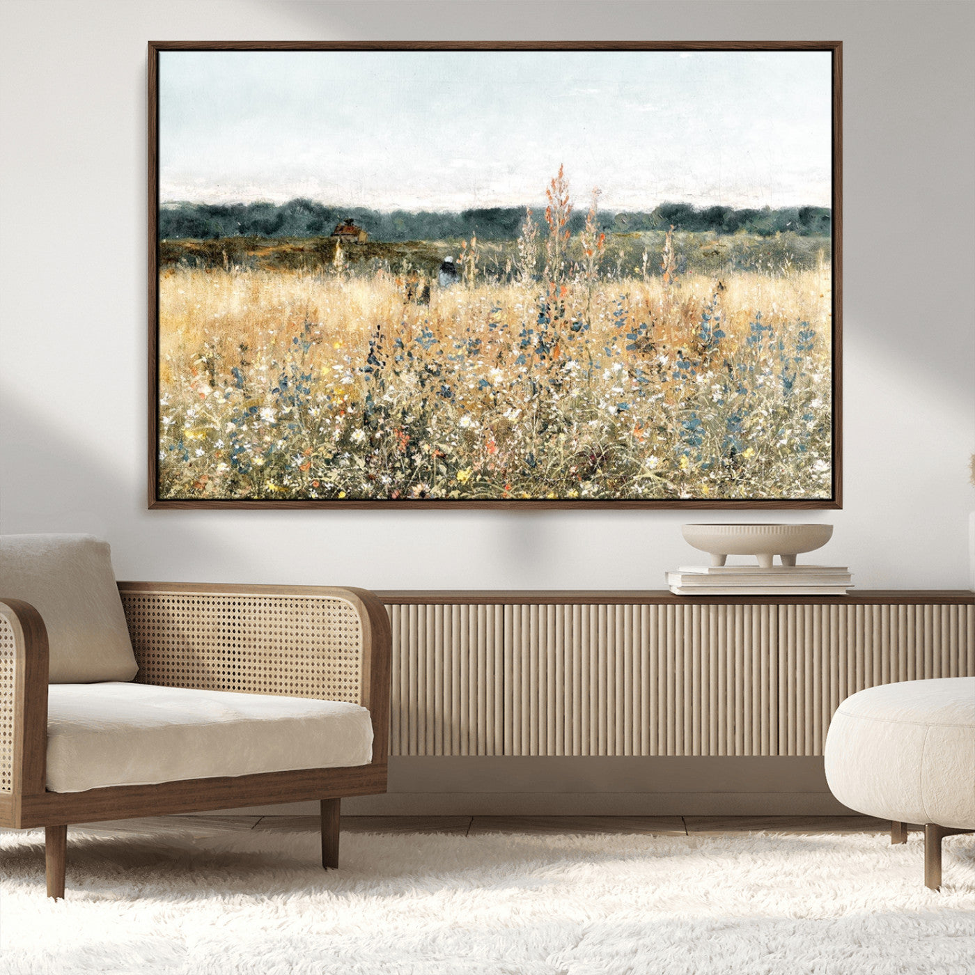 MGV-FC-36X24 - Wildflower Field Wall Art Canvas | Nature-Inspired Landscape Canvas Print for Living Room or Office | Rustic Floral Decor