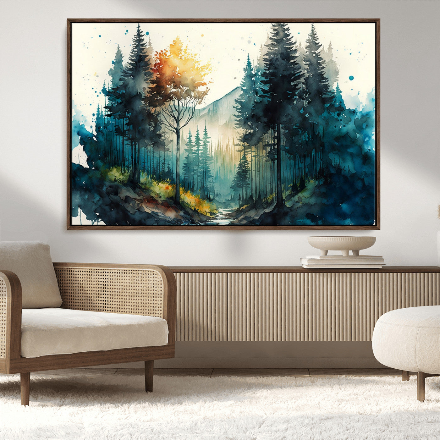 MGV-FC-36X24 - Watercolor Trees Forest Abstract Wall Art Canvas Print