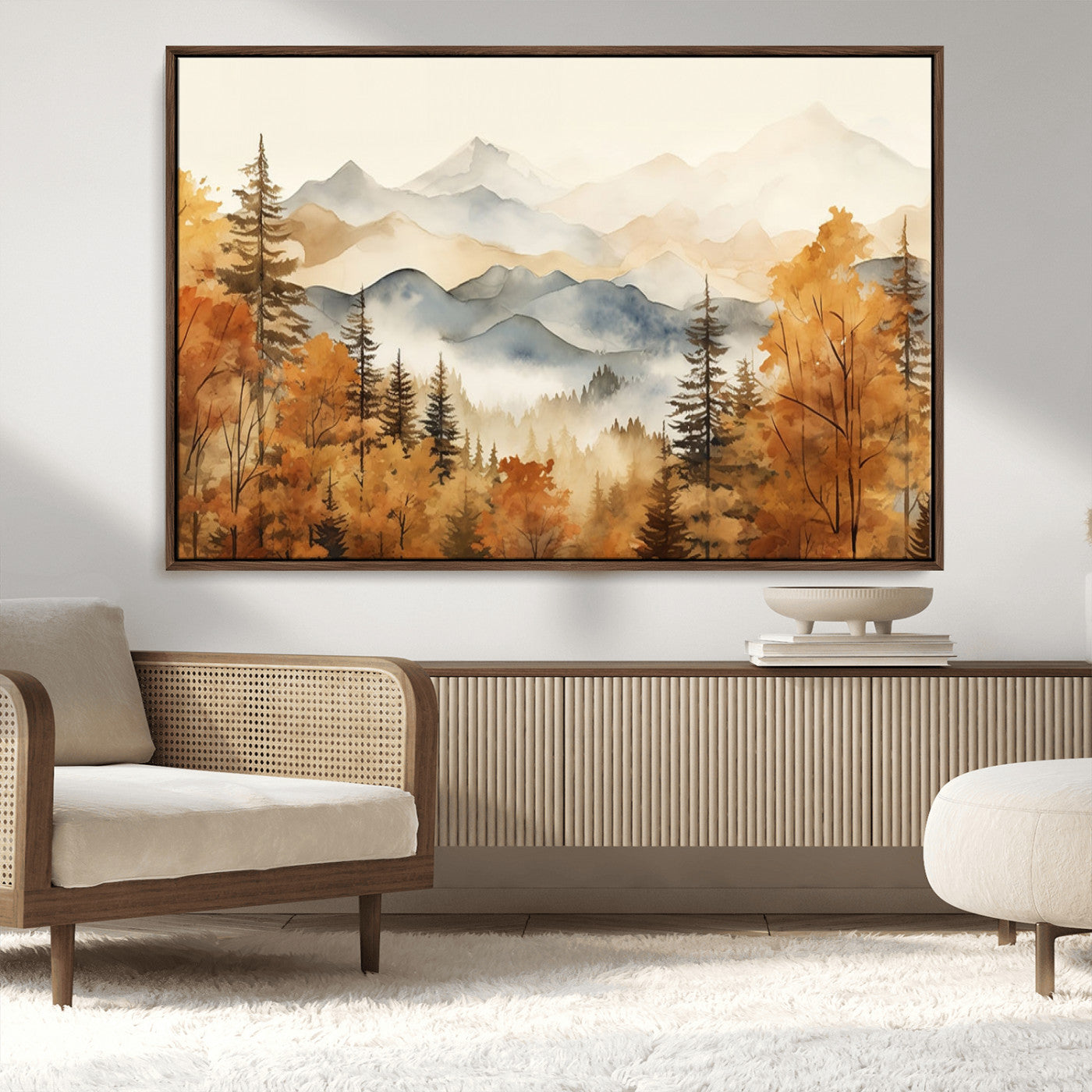 MGV-FC-36X24 - Golden Autumn Forest Wall Art | Mountain Landscape Canvas Print for Living Room or Bedroom | Large Wall Decor with Nature-Inspired Design