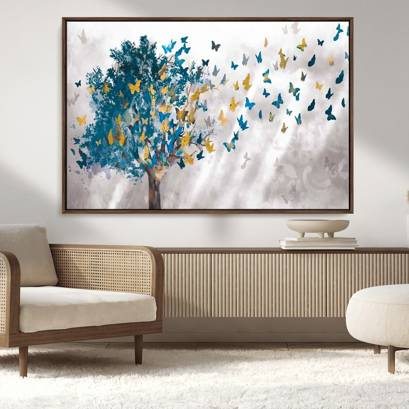 MGV-FC-36X24 - Tree Butterfly Abstract Tree and Butterfly Wall Art Canvas Print