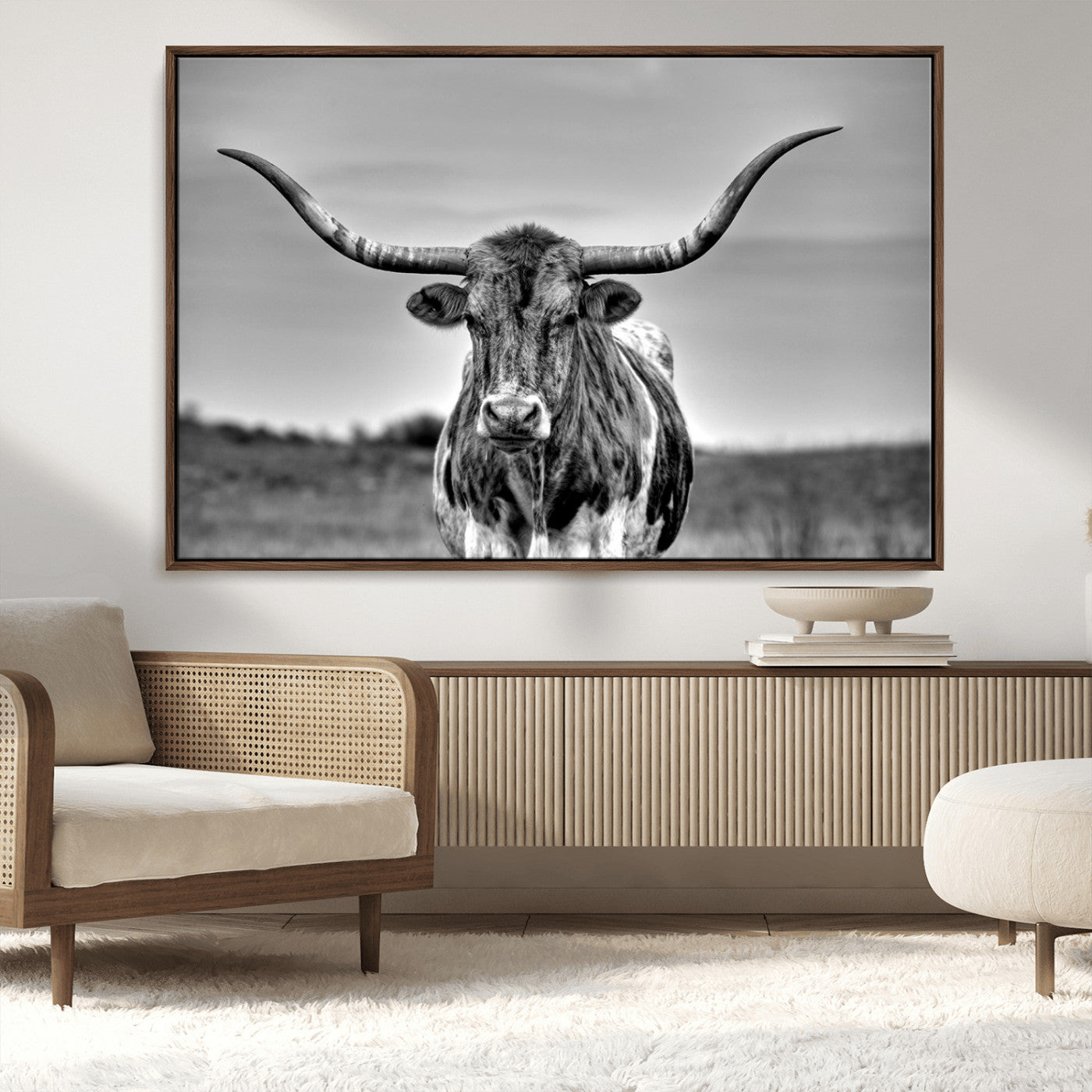MGV-FC-36X24 - Texas Longhorn Cpw Wall Art, Texas Longhorn Canvas, Cattle Canvas Print