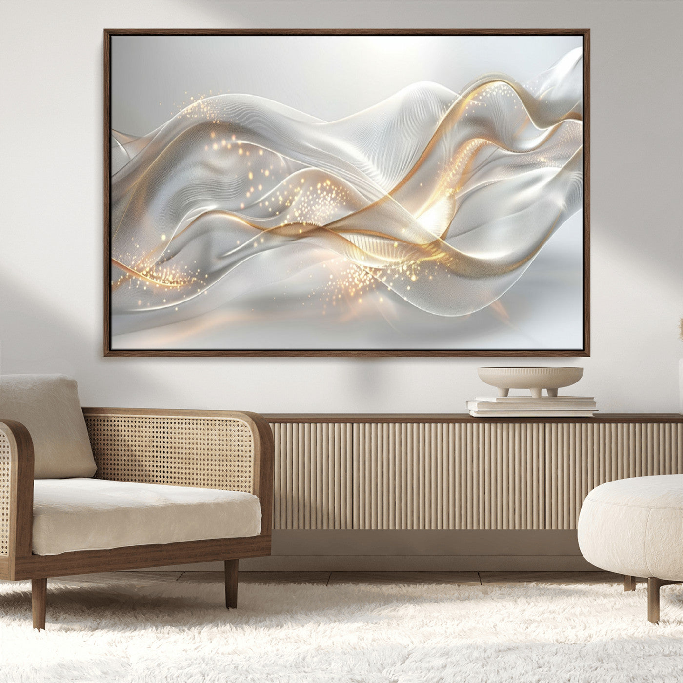 -Abstract art Grey and Gold Lines Wall Art