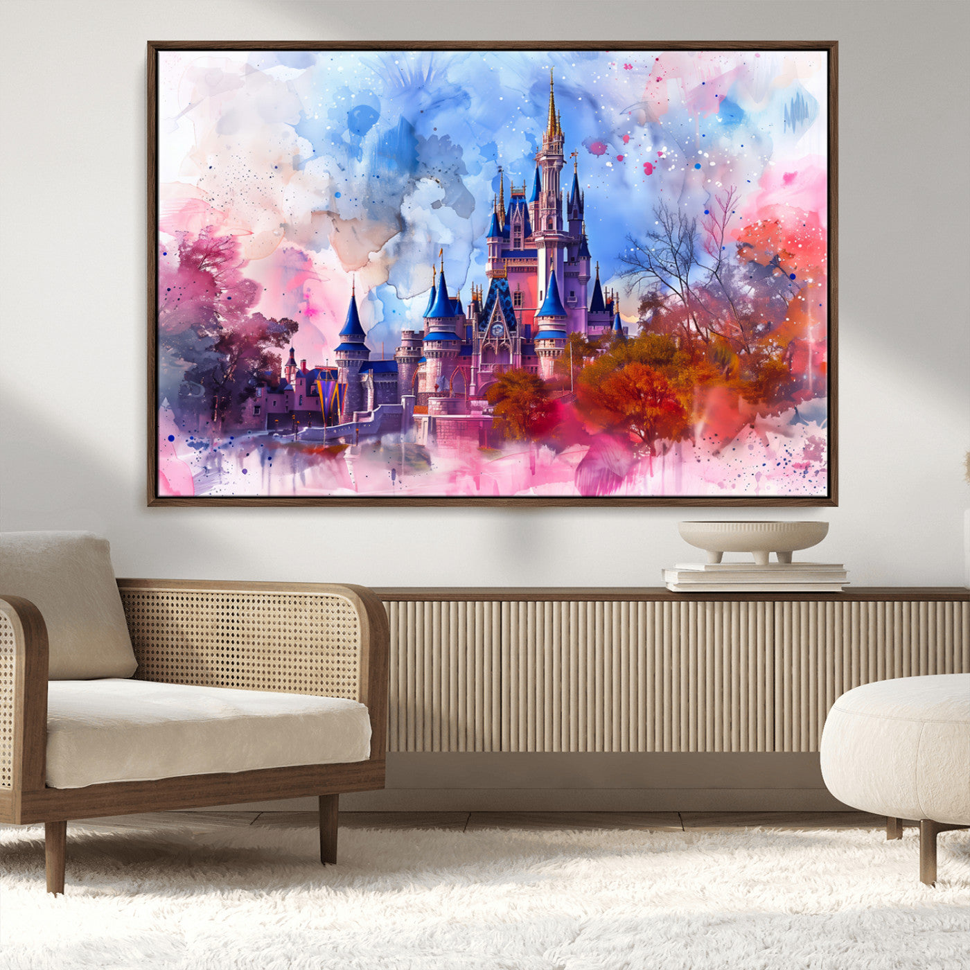 MGV-FC-36X24 - Disney Wall Art: Dreamy Watercolor Cinderella Castle Canvas Print
