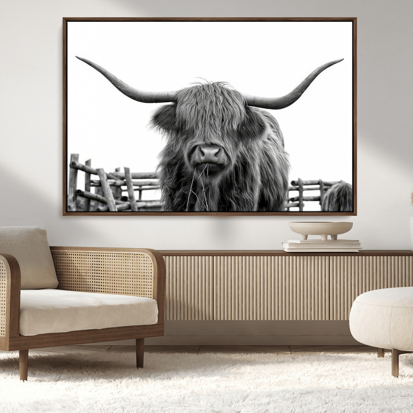 58188-MGV-FC-36X24_Walnut-Longhorn Canvas Print, Bighorn Cow Wall Art Canvas Print