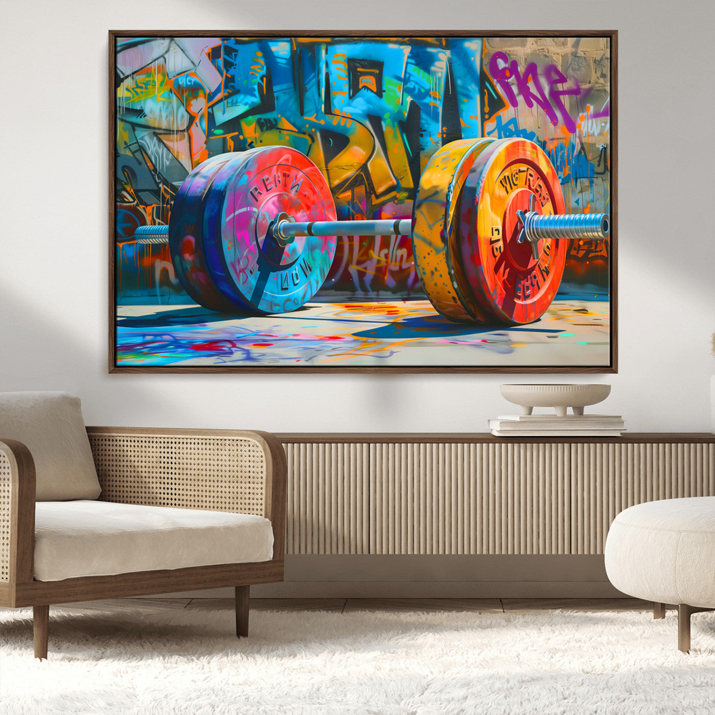 MGV-FC-36X24 - Fitness Gym Barbell Graffiti Wall Art Canvas Print