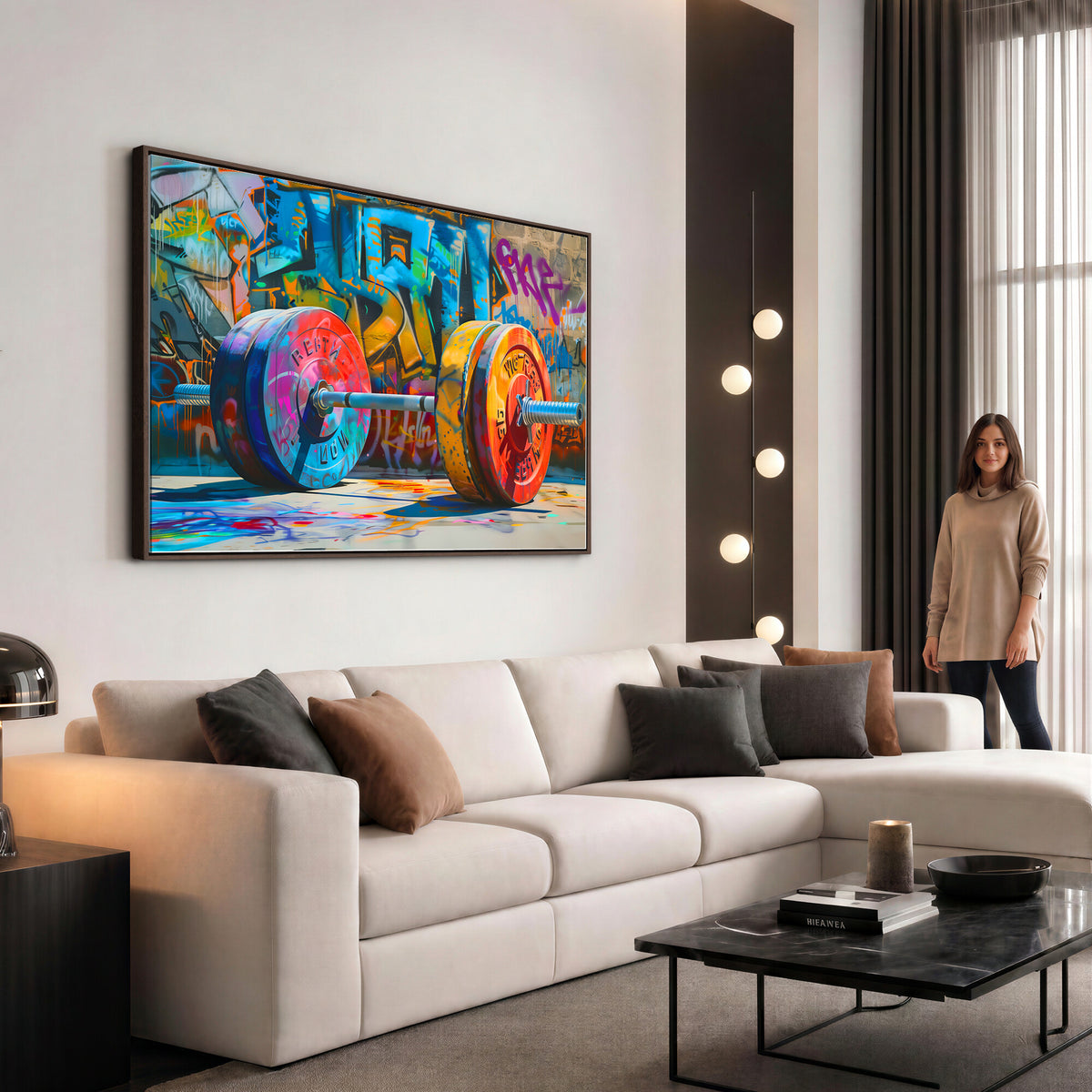 70871-MGV-CV-36X24 - Fitness Gym Barbell Graffiti Wall Art Canvas Print