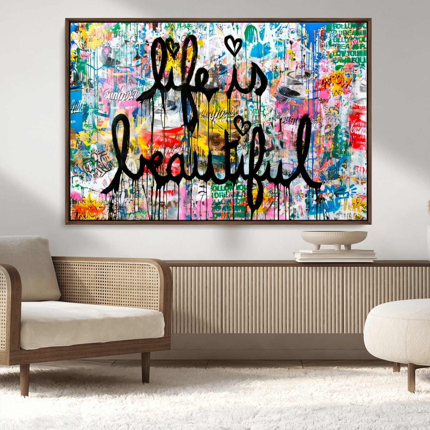 MGV-FC-36X24 - Life Beautiful Wall Art Canvas Print | Graffiti Wall Art Canvas Print