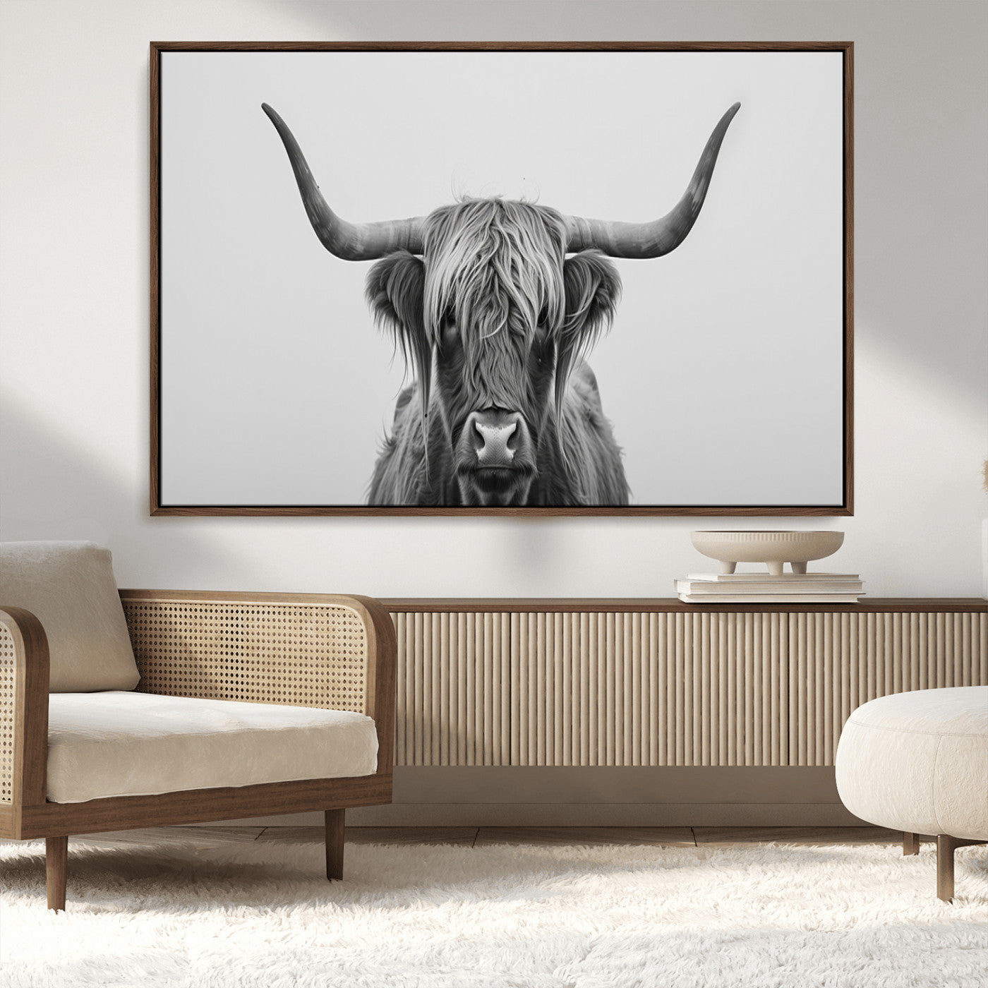 -Farmhouse Longhorn Wall Art Canvas Print, Longhorn Texas Wall Art Canvas Print