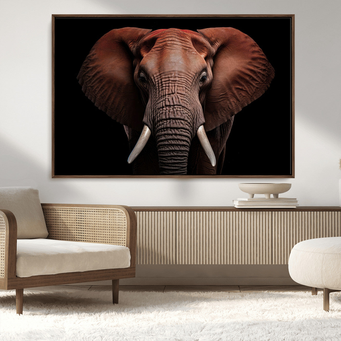 21941-MGV-FC-36X24_Walnut-Wild Elephant Wall Art Canvas Print, Africa Savannah Wild Animal Wall Decor Print
