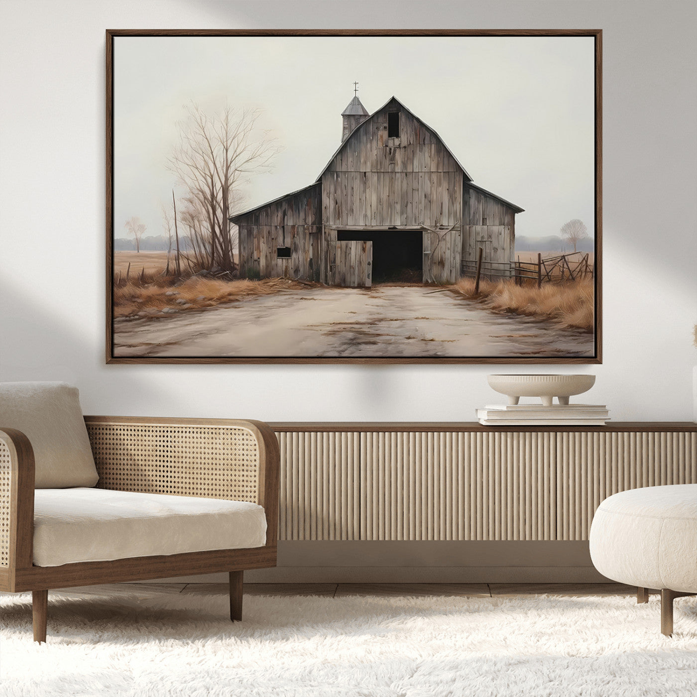 MGV-FC-36X24 - Farmhouse Rustic Barn Wall Art Canvas Print – Framed and Ready to Hang – Perfect Addition to Farmhouse Wall Décor