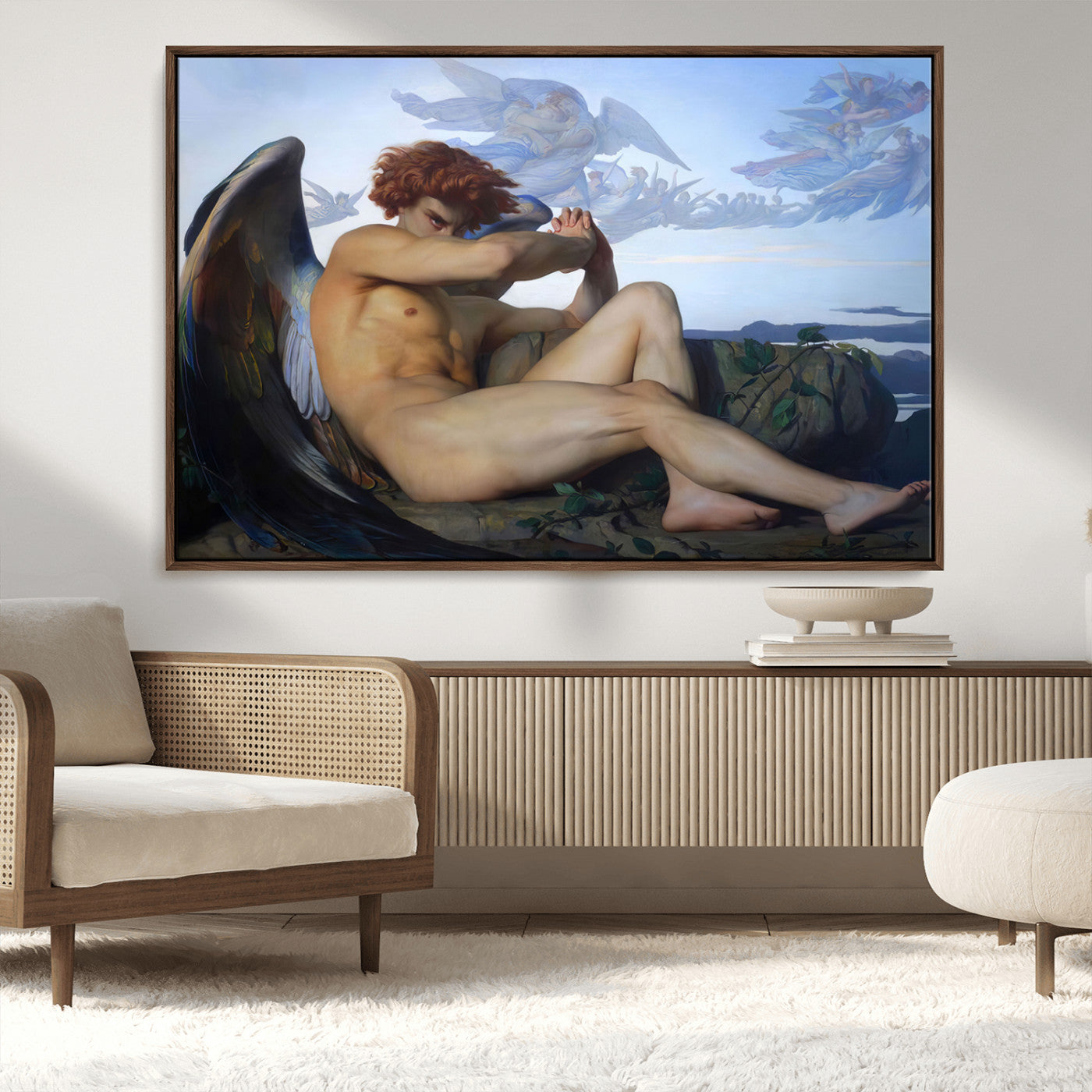 -Fallen Angel Wall Art Canvas Print – Classic Art, Framed, Ready to Hang - Alexandre Cabanel