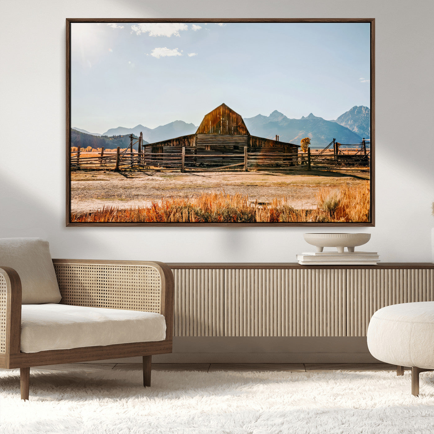 MGV-FC-36X24 - Vintage Old Barn Field Wall Art Canvas Print for Farmhouse Decor - Rustic Barn Wall Art Canvas Print