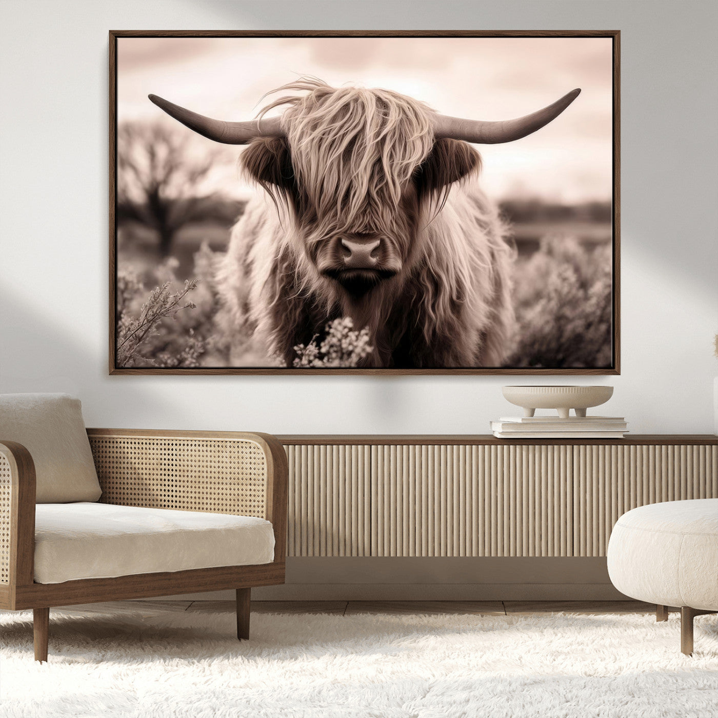 MGV-FC-36X24 - Scottish Cow Longhorn Wall Art Canvas Print