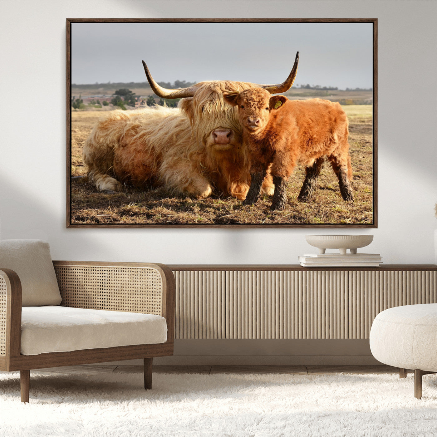 MGV-FC-36X24 - Highland Cow Canvas Wall Art Animal Print for Farm House Decor