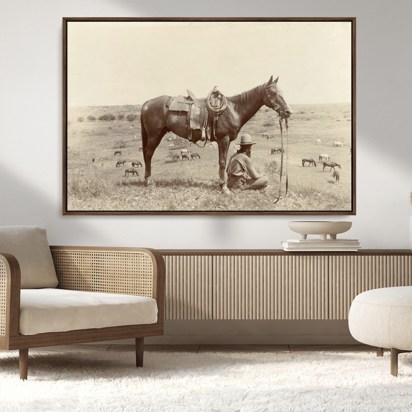 MGV-FC-36X24 - Cowboy Wall Art - Western Horse Canvas Print - Vintage Western Wall Art Canvas Print, Ready to Hang