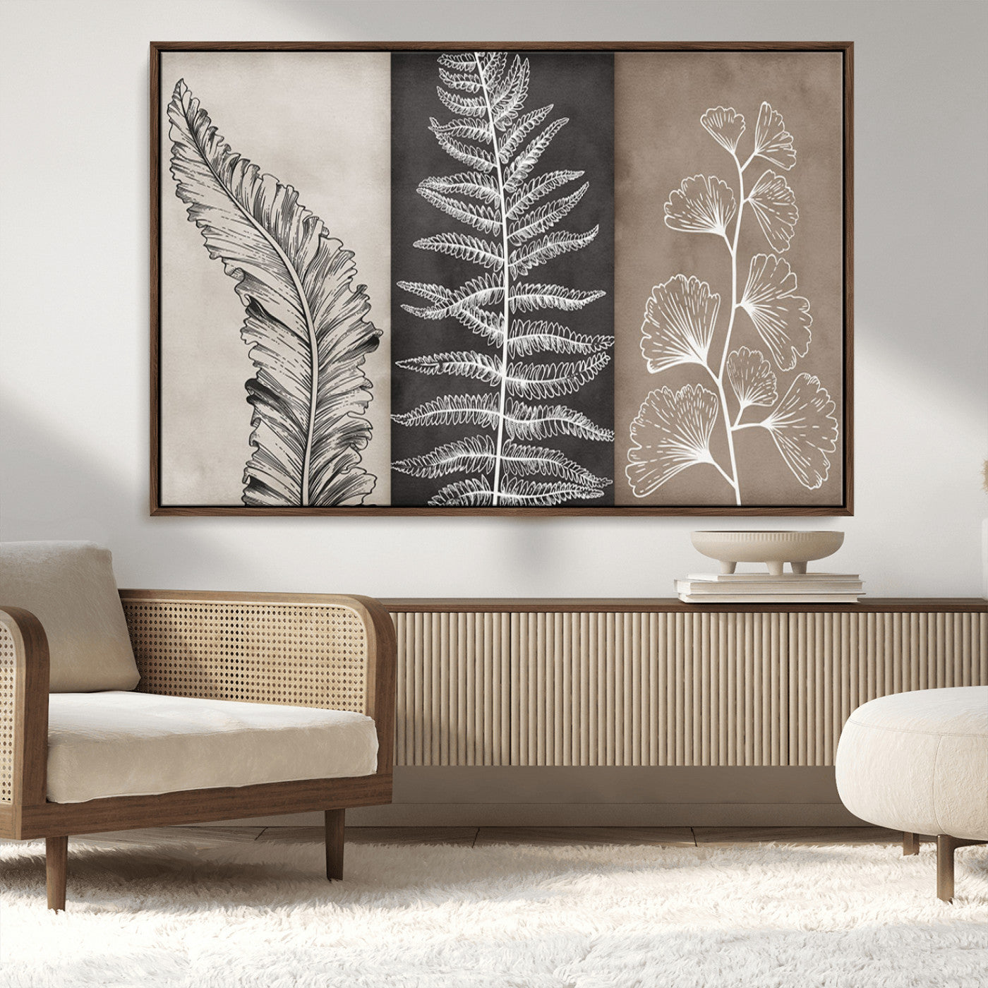 MGV-FC-36X24 - Minimalist Botanical Wall Art Canvas Print, Framed and Ready to Hang - Nature Art Print for Home