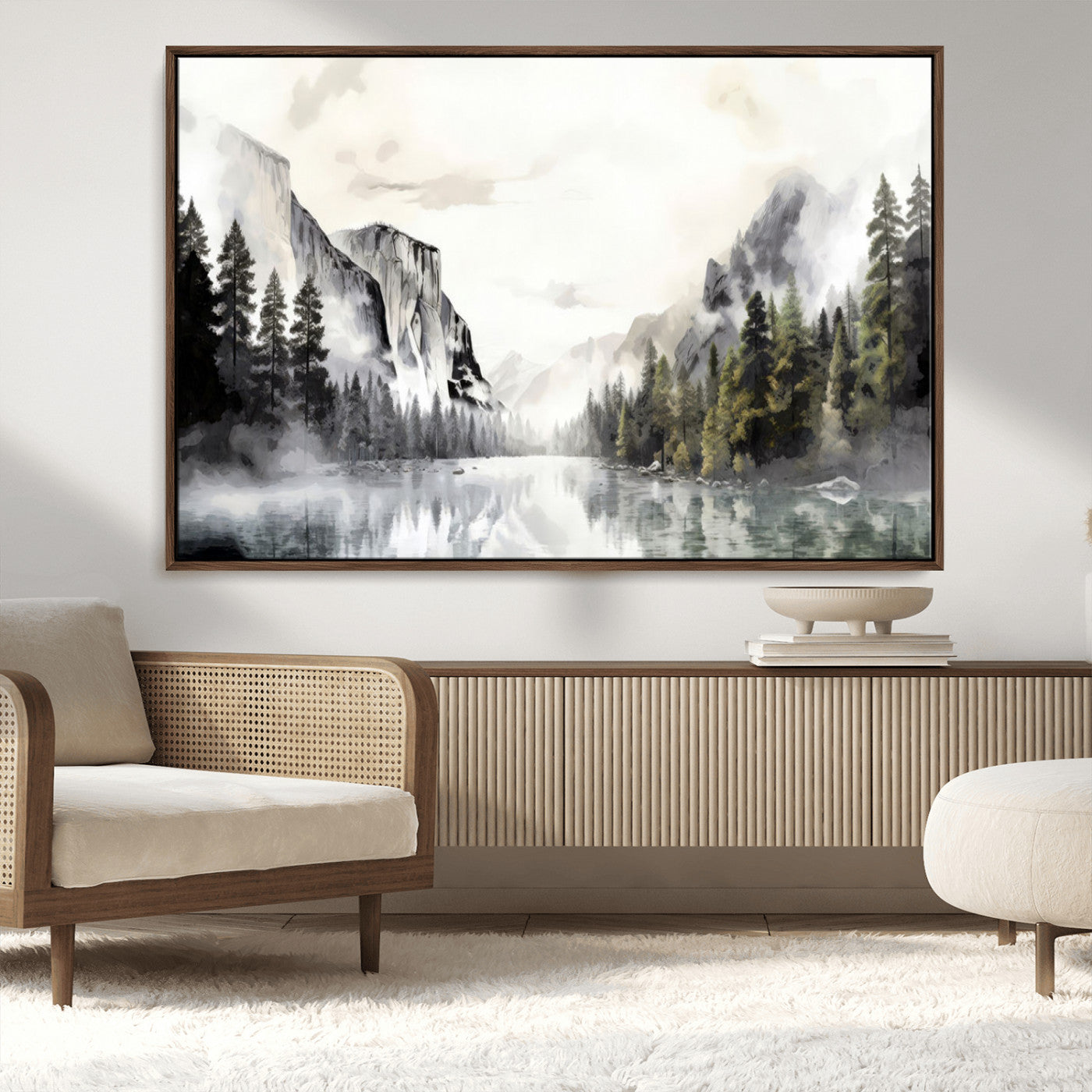 MGV-FC-36X24 - Yosemite Valley Wall Art Canvas Print – Framed and Ready to Hang – Majestic Nature Landscape Décor