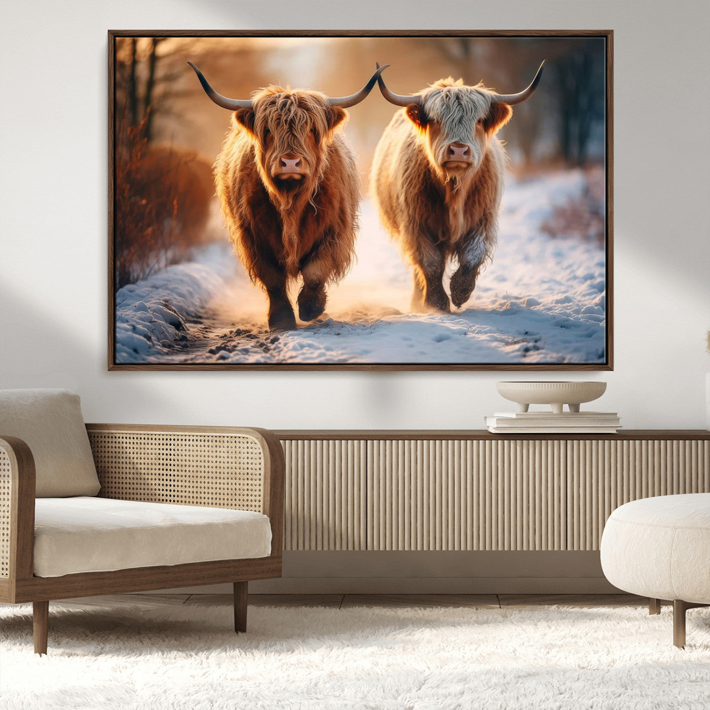 MGV-FC-36X24 - Scottish Highland Cow Horn Farm Wall Art Canvas Print