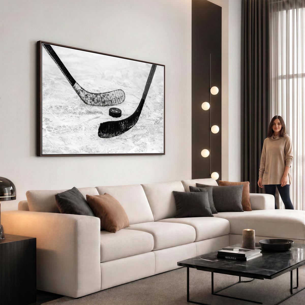 82900-MGV-CV-36X24 - Winter Ice Hockey Sport Canvas Wall Art Print, Hockey Wall Decor