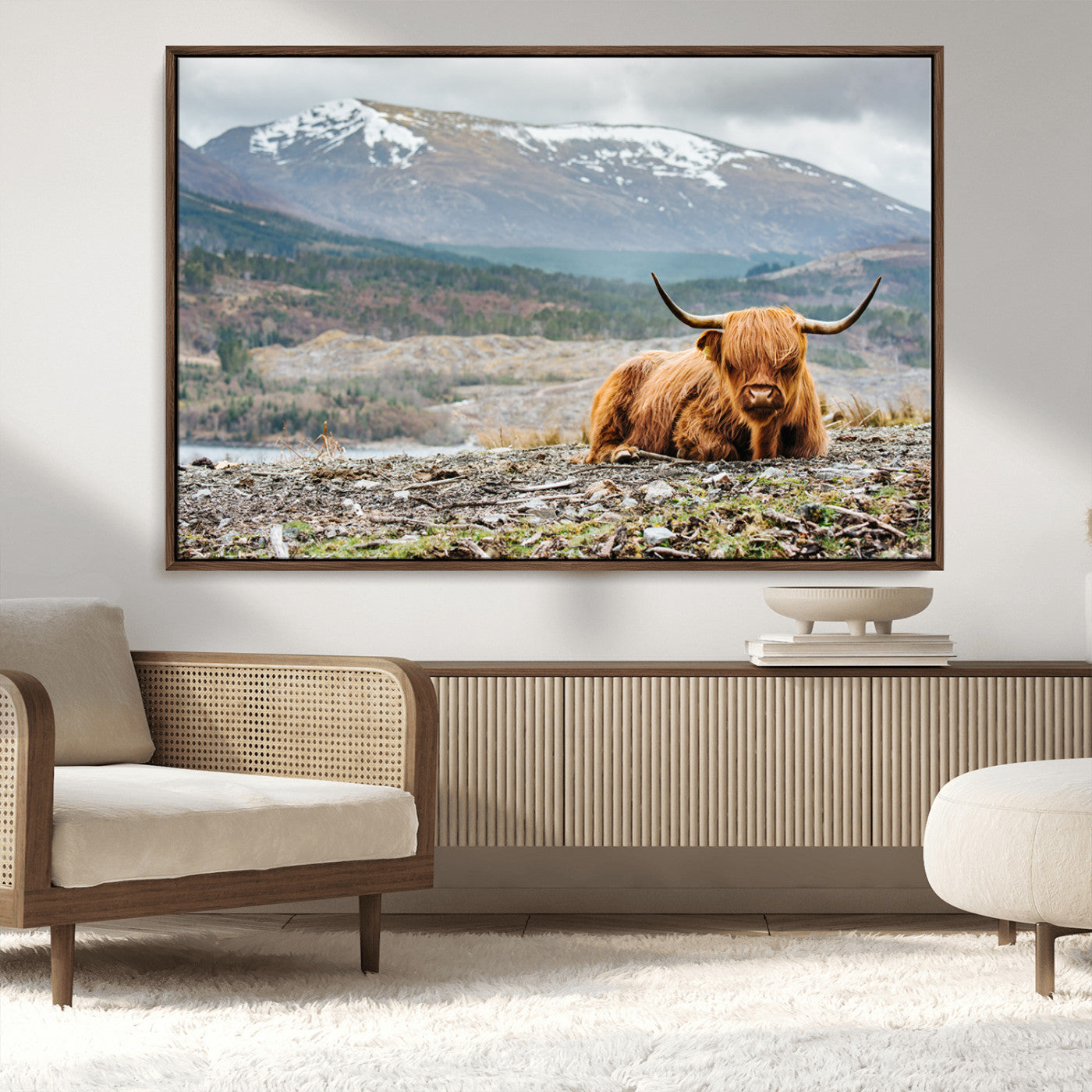 -Highland Cow Horn Farm Wall Art Canvas Print