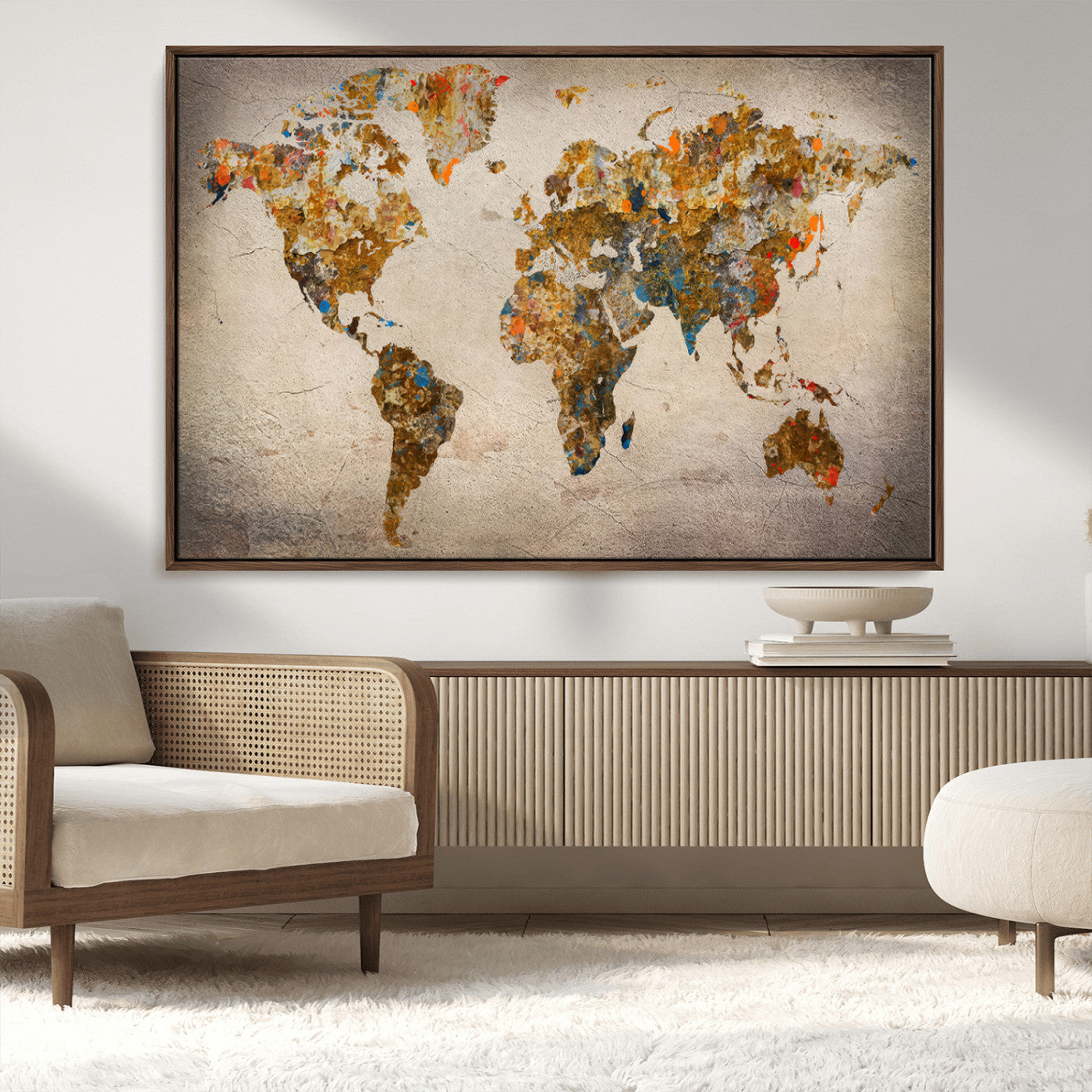 MGV-FC-36X24 - Push Pin World Map Canvas Print – Framed Wall Art for Couples to Track Their Travels – Anniversary