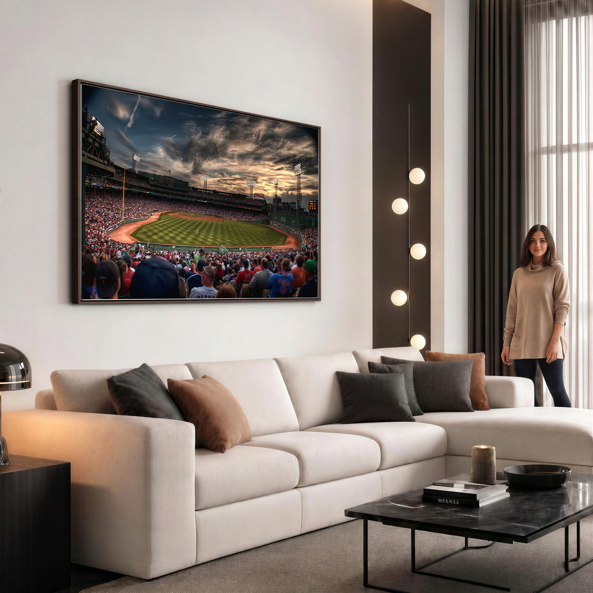 53432-MGV-CV-36X24 - Boston Red Sox Baseball Team Print, Massachusetts Fenway Park Stadium Wall Art Canvas Print