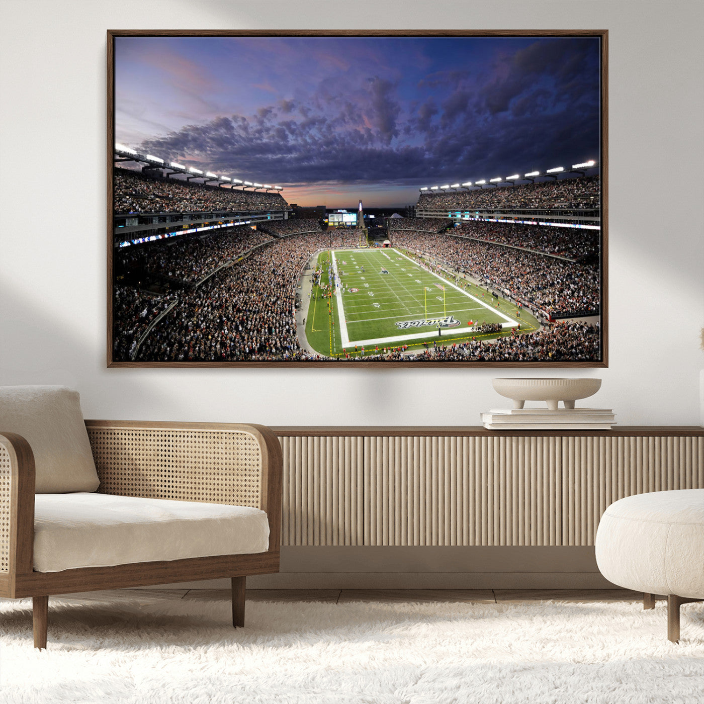 MGV-FC-36X24 - New England Patriots Football Team Print - Foxborough Gillette Stadium Wall Art Canvas Print