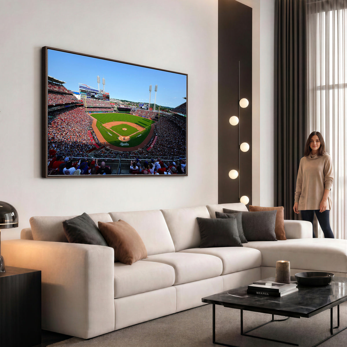90998-MGV-CV-36X24 - Cincinnati Reds Baseball Canvas Print | Great American Ball Park Stadium Wall Art