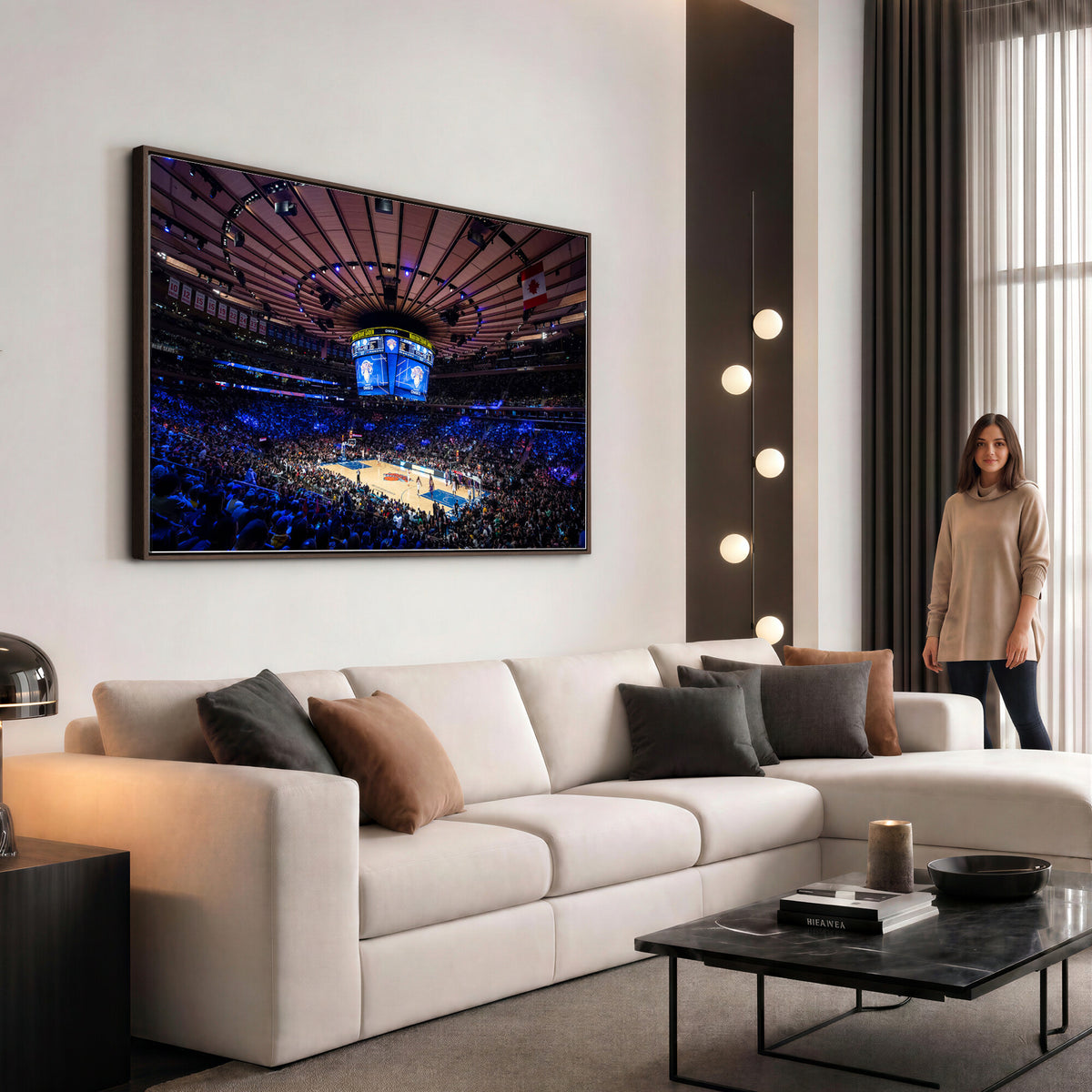 20491-MGV-CV-36X24 - Madison Square Garden Basketball Print Canvas, Basketball Game Triple Canvas Wall Art