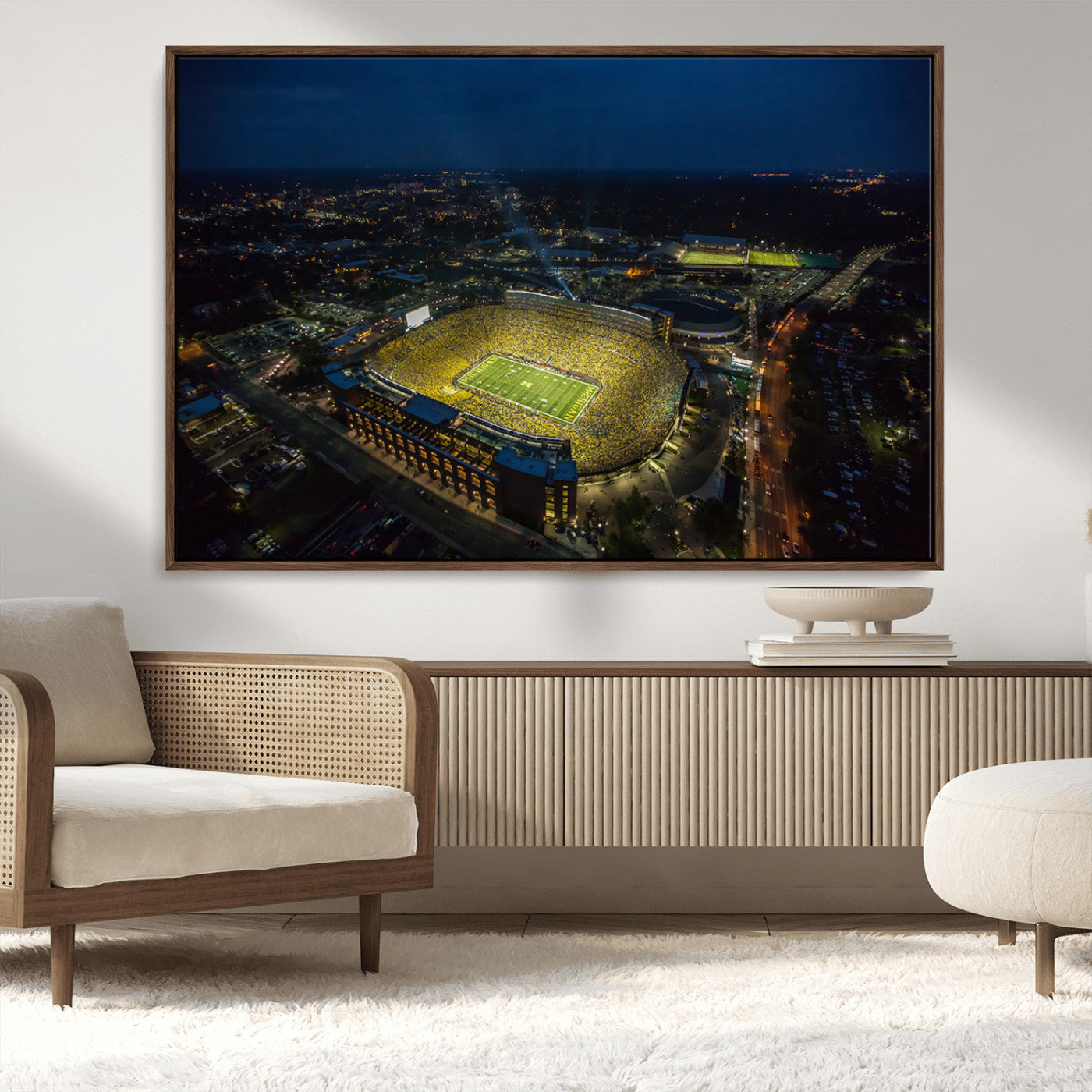 MGV-FC-36X24 - Michigan Wolverines Football Team Print - Michigan Stadium Wall Art Canvas Print