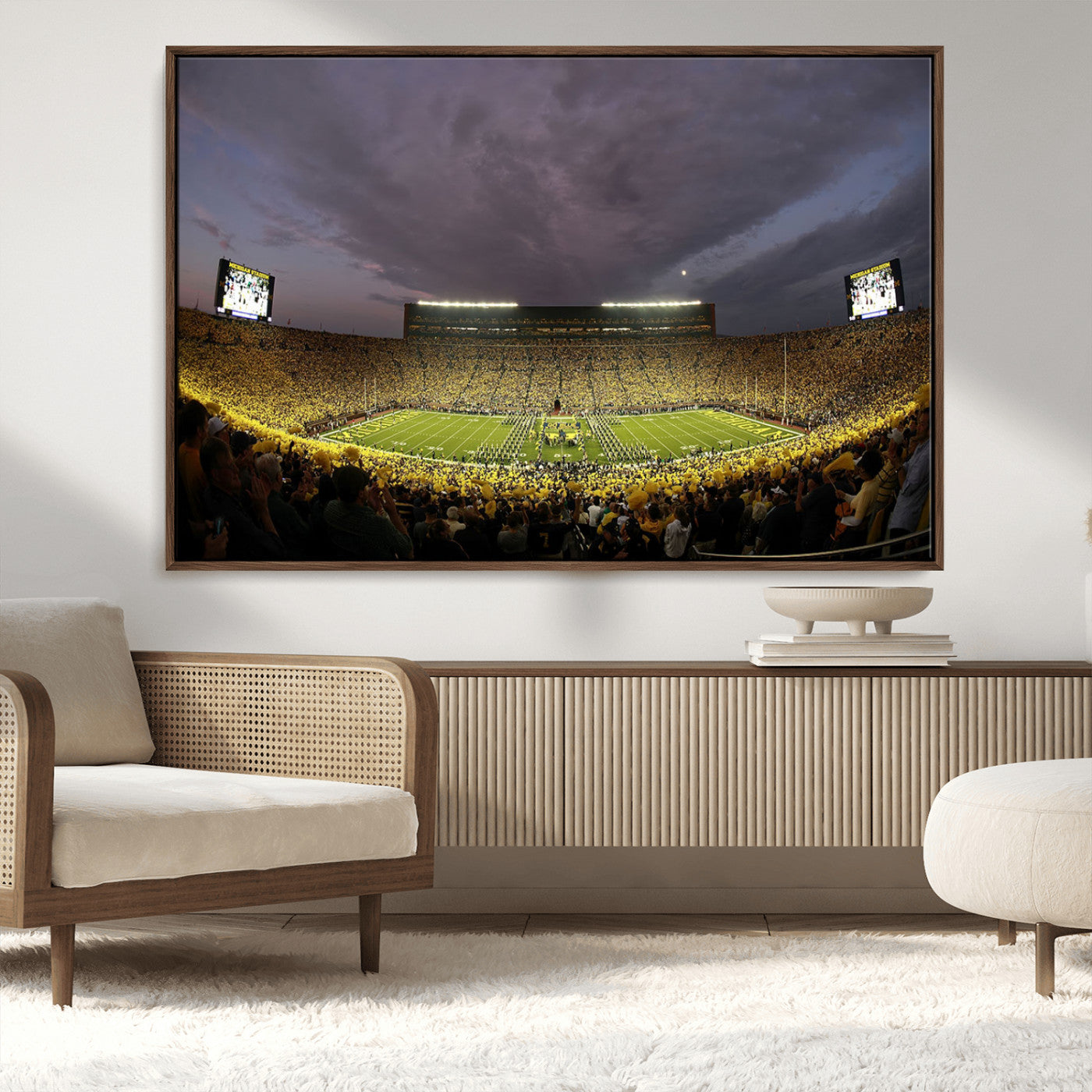 MGV-FC-36X24 - Michigan Wolverines Football Team Print - Michigan Stadium Wall Art Canvas Print