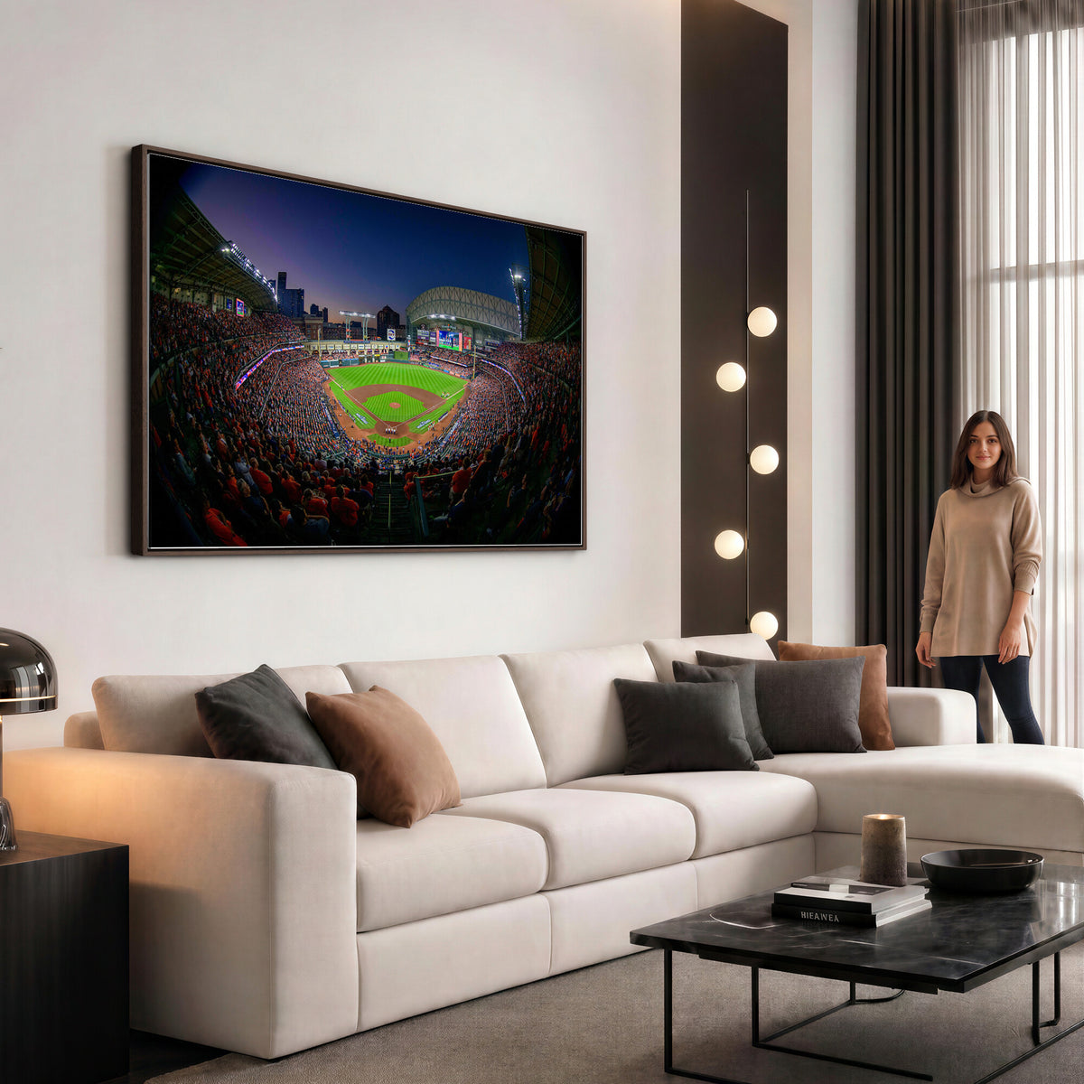 44322-MGV-CV-36X24 - Houston Astros Baseball Print Canvas, Houston Minute Maid Park Stadium Wall Art