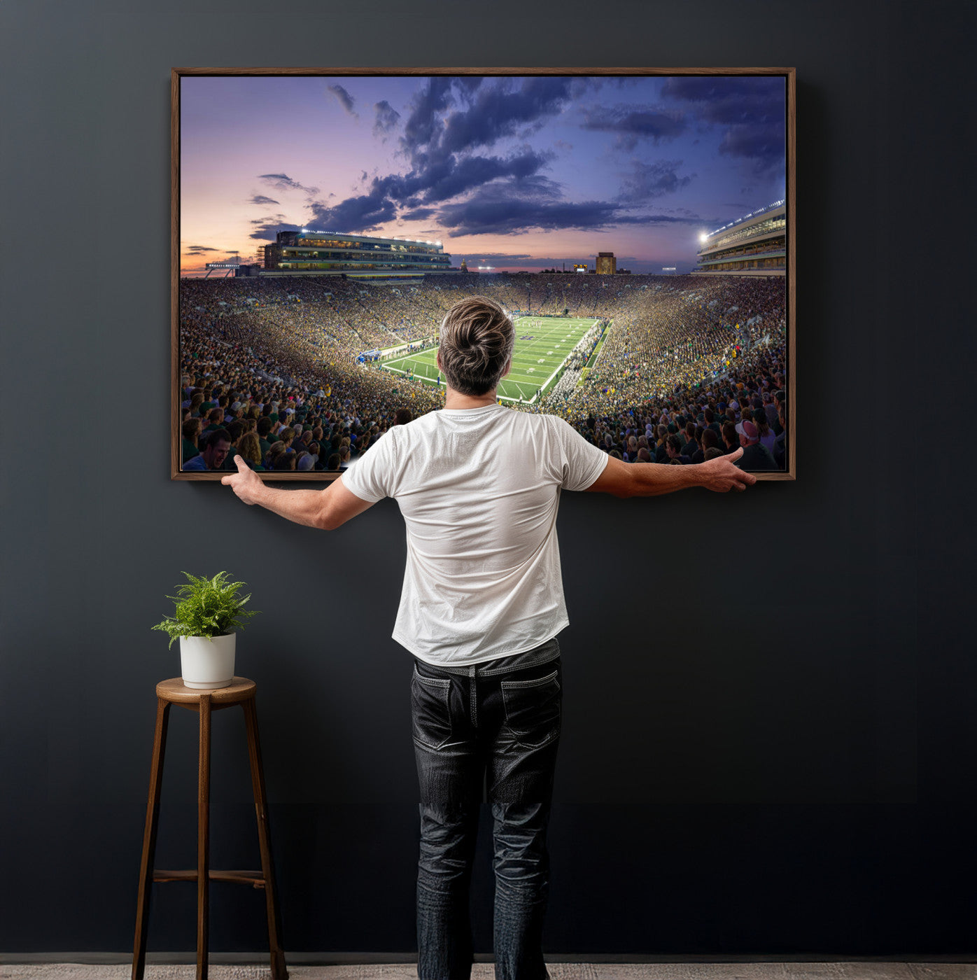 50825-MGV-CV-36X24 - Notre Dame Fighting Irish Football Team Print - Notre Dame Stadium Wall Art Canvas Print