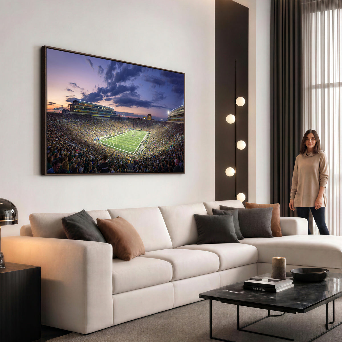 50825-MGV-CV-36X24 - Notre Dame Fighting Irish Football Team Print, Notre Dame Stadium Wall Art Canvas Print