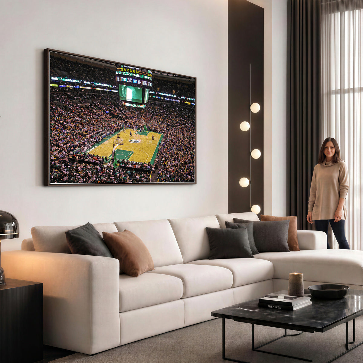 21705-MGV-CV-36X24 - TD Garden Basketball Canvas Wall Art | Boston Celtics Live Action