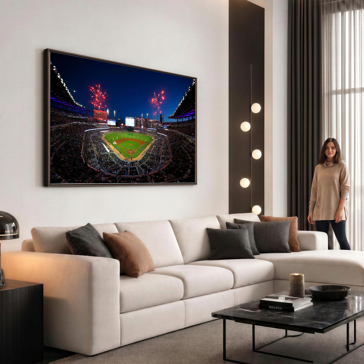 50582-MGV-CV-36X24 - Truist Park Atlanta Braves Baseball Stadium Wall Art Print | Large 3-Panel Canvas Print for Sports