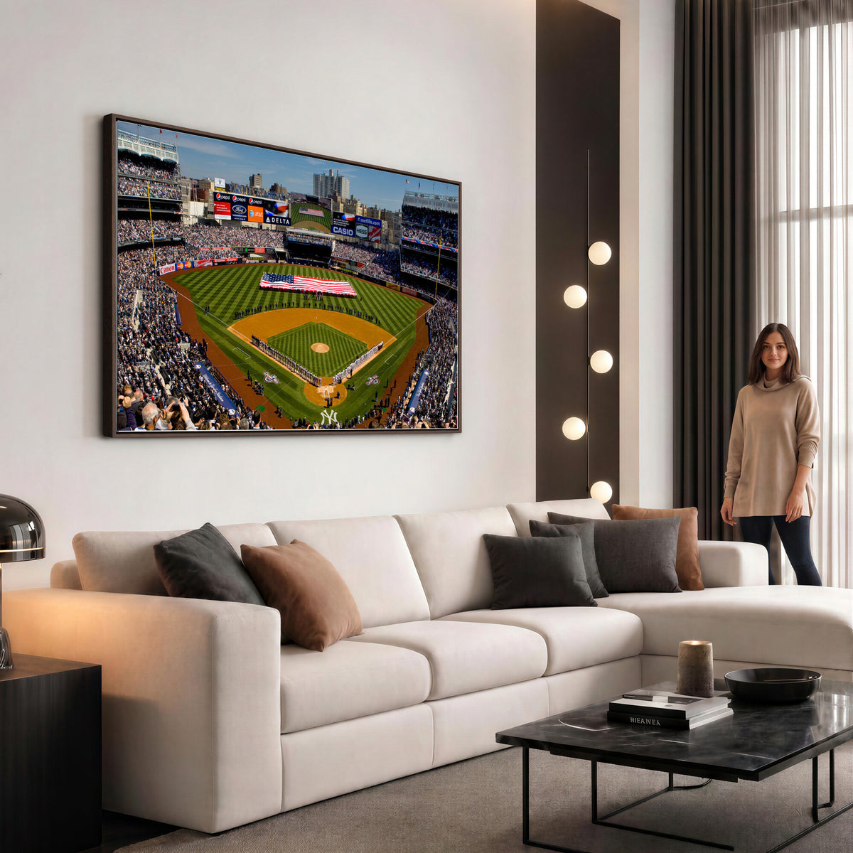 20879-MGV-CV-36X24 - Yankee Stadium New York Wall Art Print | 3-Panel Canvas Print of Yankees Baseball Stadium