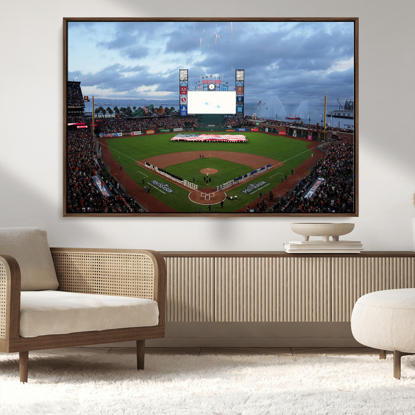 MGV-FC-36X24 - Oracle Park San Francisco Giants Wall Art | 3-Panel Canvas Print of Oracle Park Stadium | Large Framed Baseball Wall Decor | Ready-to-Hang MLB Canvas Print