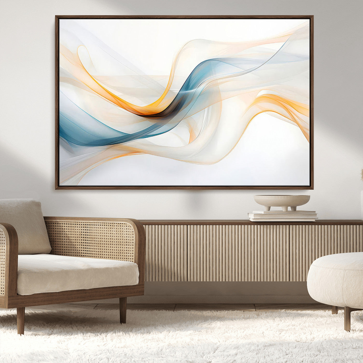 MGV-FC-36X24 - Decorative Turquoise Abstract Wave Wall Art Canvas Print
