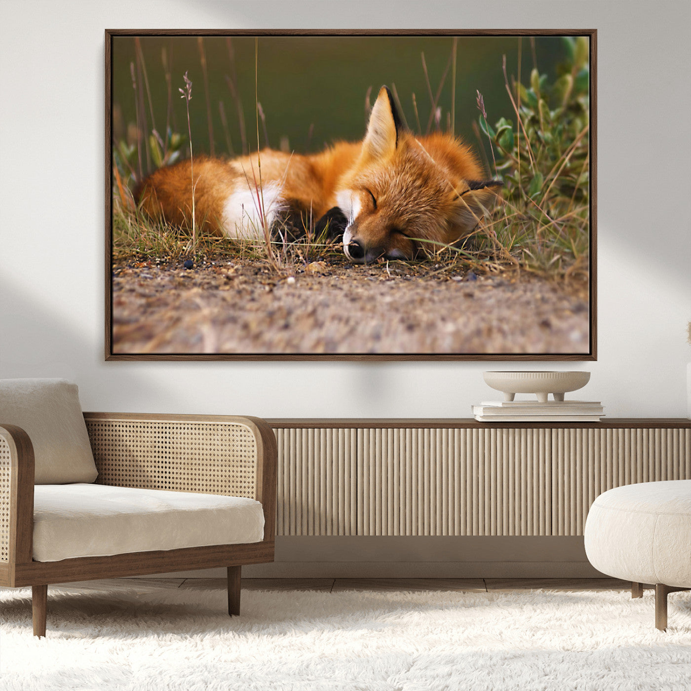 -Sleeping Fox Wall Art Canvas Print, Farmhouse Wall Decor and Animal Wall Art Print