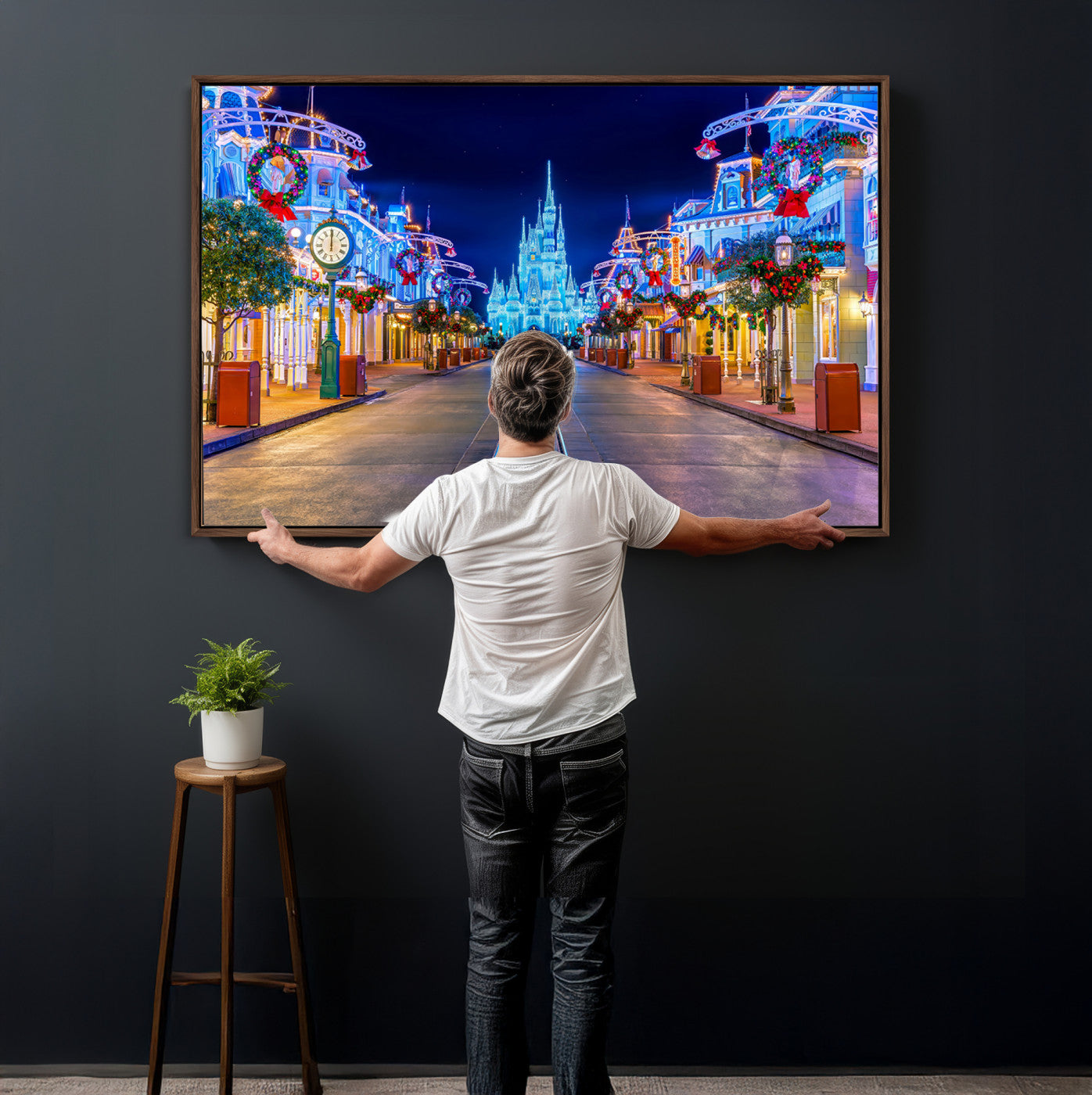 12470-MGV-CV-36X24 - Disney Castle Wall Art – Large Magic Kingdom Canvas Artwork, Fairytale Design, Kids Room Christmas Decor for Home, Office