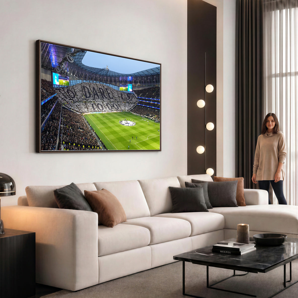 38765-MGV-CV-36X24 - Tottenham Hotspur Stadium Canvas Print, Match Day Triple Canvas Wall Art