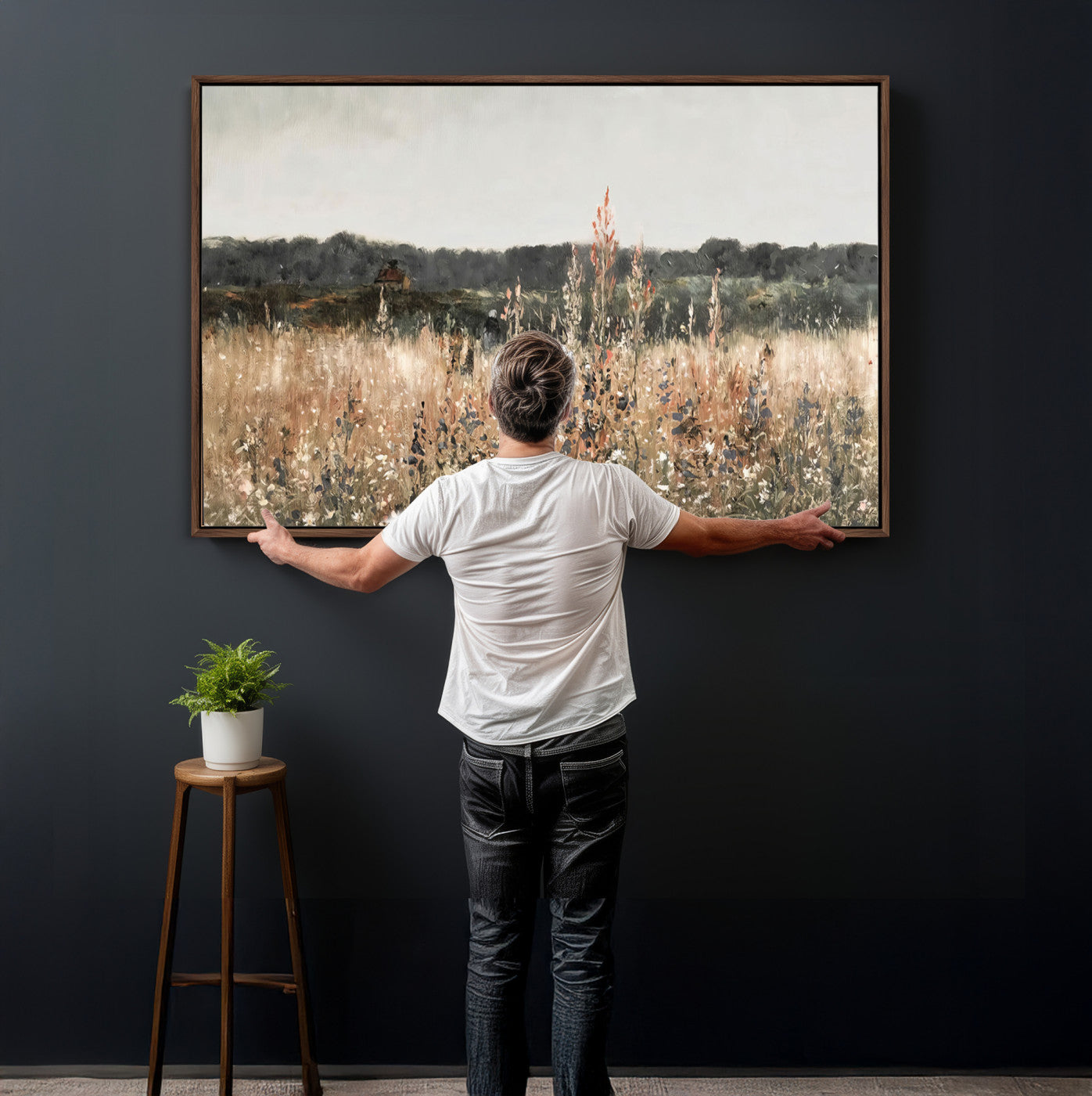 16595-MGV-CV-36X24 - Rustic Field Landscape Wall Art Print, Abstract Field Canvas Wall Art for Barn Decoration