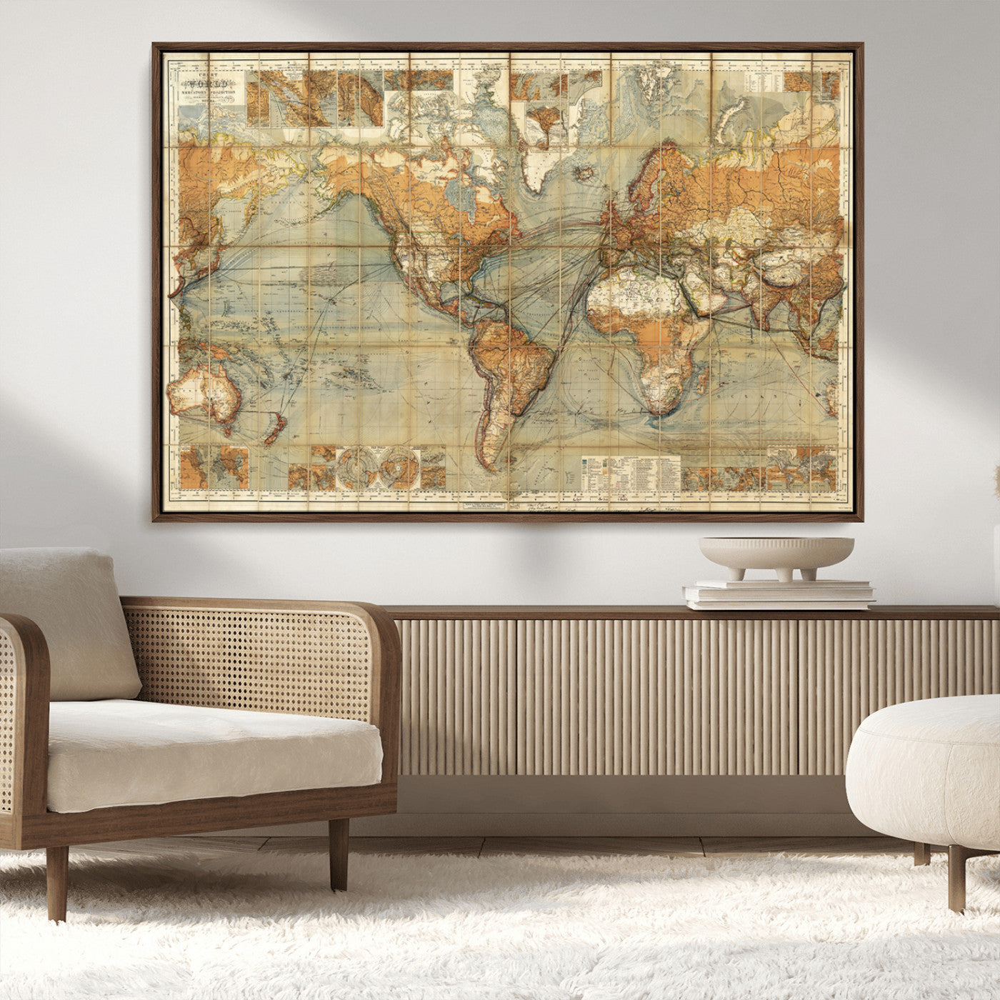 MGV-FC-36X24 - Push Pin World Map Canvas Print – Framed Wall Art for Couples to Track Their Travels – Anniversary