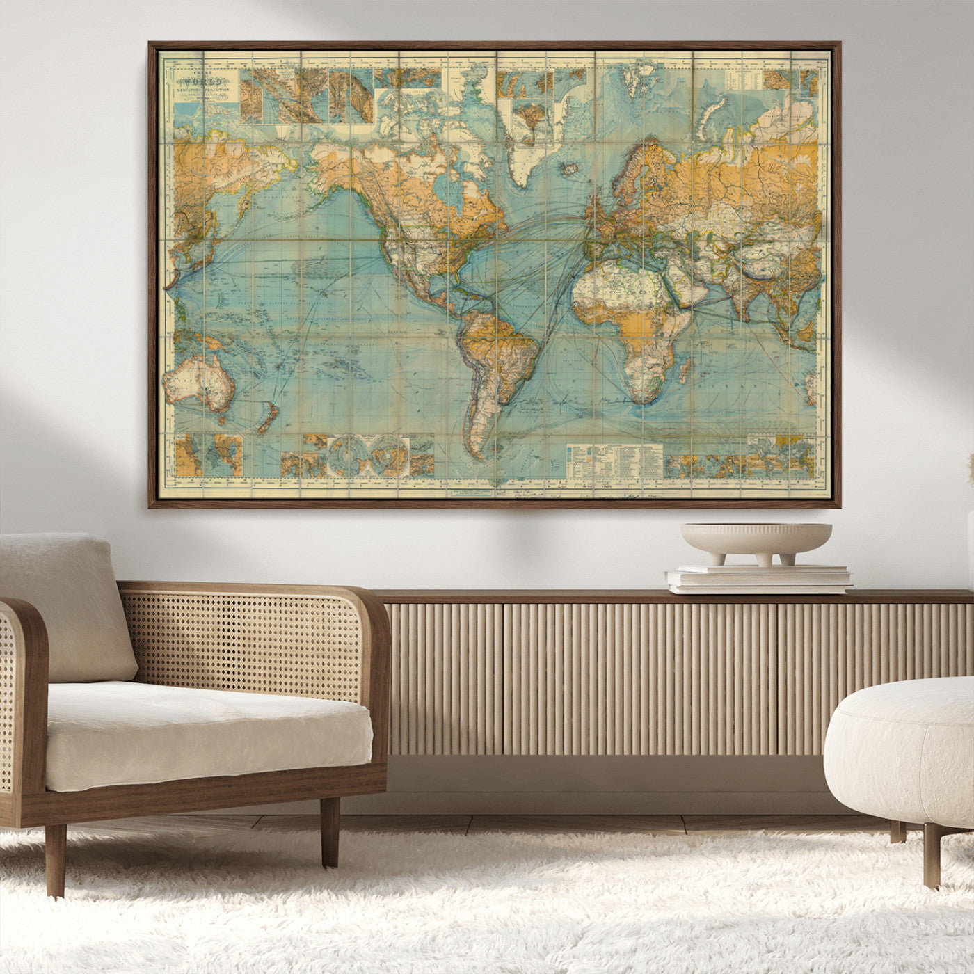 MGV-FC-36X24 - Push Pin World Map Canvas Print – Framed Wall Art for Couples to Track Their Travels – Anniversary