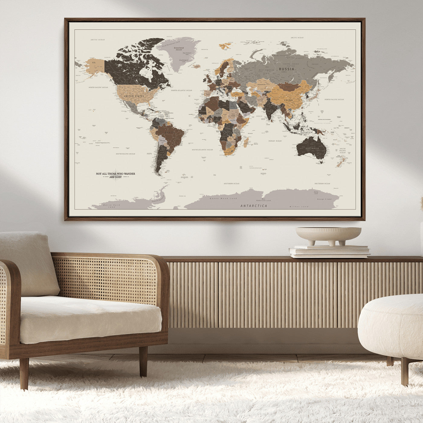 MGV-FC-36X24 - Push Pin World Map Canvas Print – Framed Wall Art for Couples to Track Their Travels – Anniversary