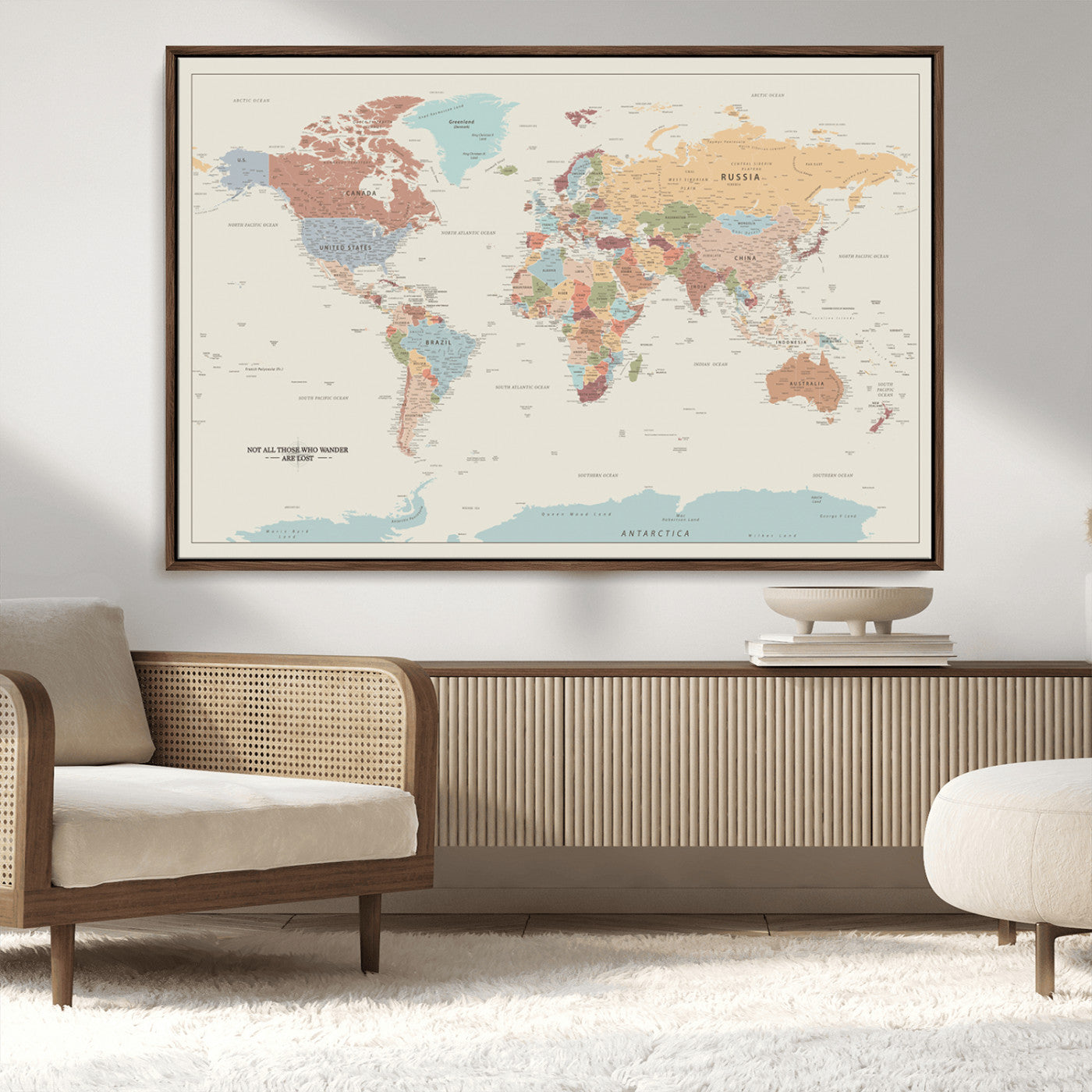 MGV-FC-36X24 - Push Pin World Map Canvas Print – Framed Wall Art for Couples to Track Their Travels – Anniversary